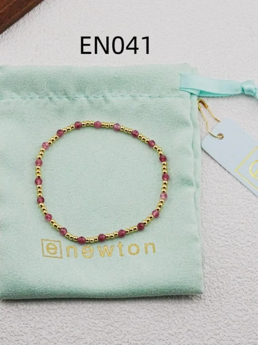 Enewton Pink Natural Stone & Gold Bead Bracelet